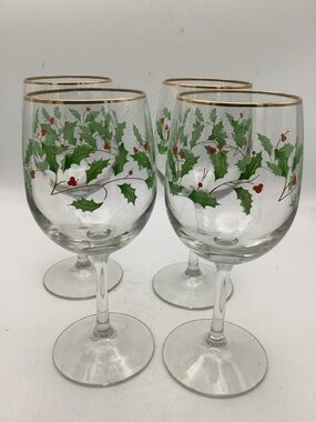 Four Lenox Holiday Goblets